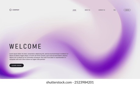 Projeto futurista de onda abstrata da landing page. design de site de malha de gradiente retro