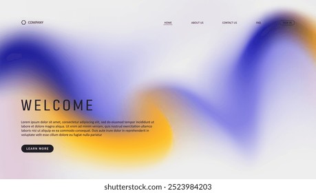 Abstract wave futuristic design of landing page. retro gradient mesh website design