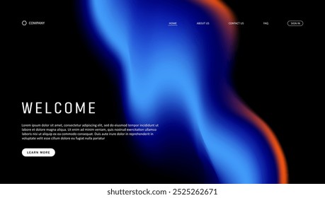 Projeto futurista de onda abstrata da landing page. design de site de malha de gradiente retro