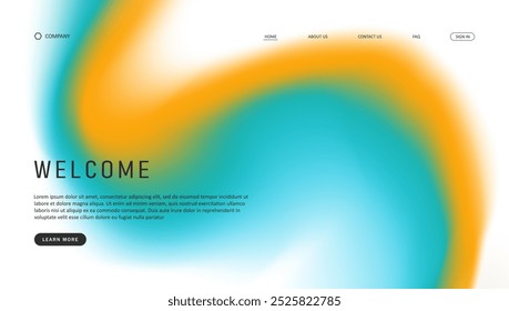 Abstract wave futuristic design of landing page. retro gradient mesh website design