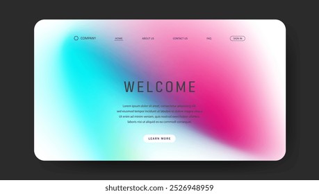 Abstract wave futuristic design of landing page. retro gradient mesh website design