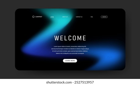 Abstract wave futuristic design of landing page. retro gradient mesh website design