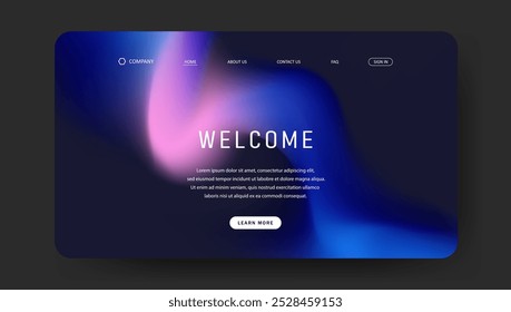 Abstract wave futuristic design of landing page. retro gradient mesh website design