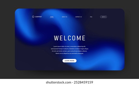 Abstract wave futuristic design of landing page. retro gradient mesh website design