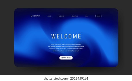 Abstract wave futuristic design of landing page. retro gradient mesh website design
