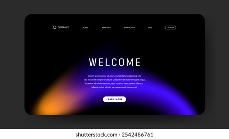 Abstract wave futuristic design of landing page. retro gradient mesh website design