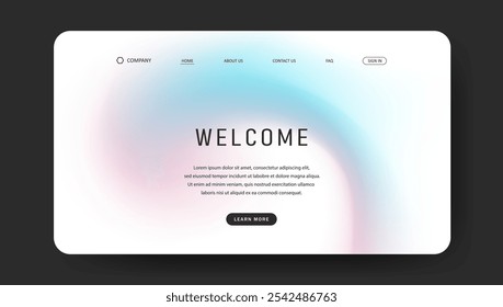 Abstract wave futuristic design of landing page. retro gradient mesh website design