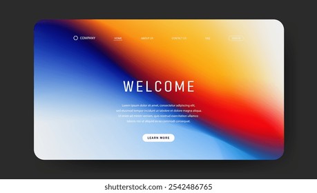 Abstract wave futuristic design of landing page. retro gradient mesh website design