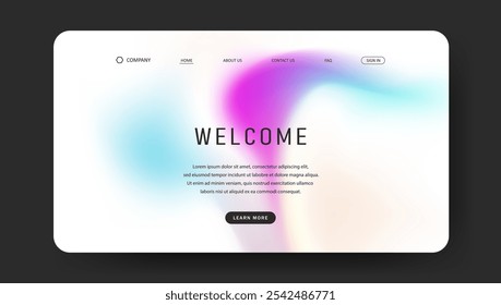 Abstract wave futuristic design of landing page. retro gradient mesh website design