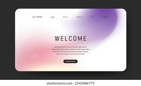 Abstract wave futuristic design of landing page. retro gradient mesh website design