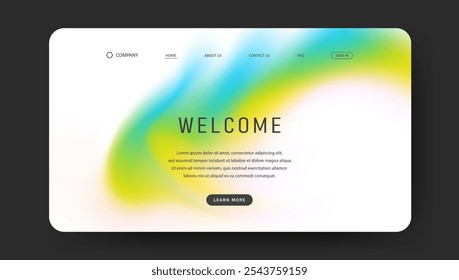 Abstract wave futuristic design of landing page. retro gradient mesh website design