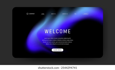 Abstract wave futuristic design of landing page. retro gradient mesh website design