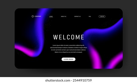 Abstract wave futuristic design of landing page. retro gradient mesh website design