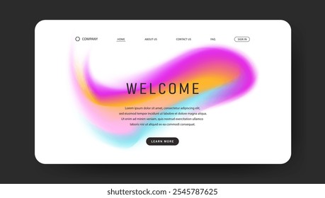 Abstract wave futuristic design of landing page. retro gradient mesh website design
