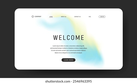 Abstract wave futuristic design of landing page. retro gradient mesh website design	
