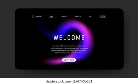 Abstract wave futuristic design of landing page. retro gradient mesh website design	