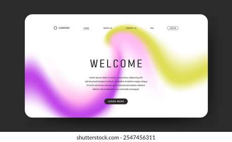 Abstract wave futuristic design of landing page. retro gradient mesh website design	