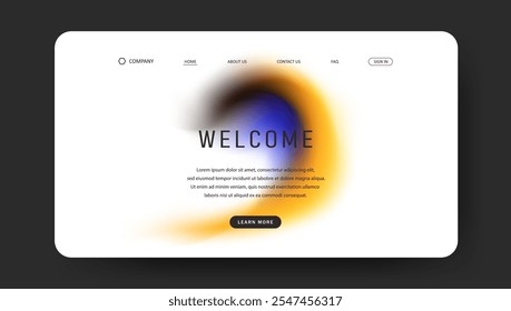 Projeto futurista de onda abstrata da landing page. design de site de malha de gradiente retro	