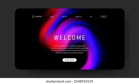 Abstract wave futuristic design of landing page. retro gradient mesh website design	
