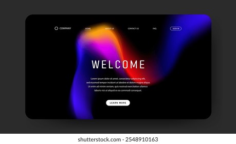 Abstract wave futuristic design of landing page. retro gradient mesh website design	
