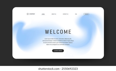 Abstract wave futuristic design of landing page. retro gradient mesh website design