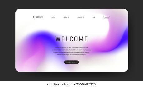 Abstract wave futuristic design of landing page. retro gradient mesh website design