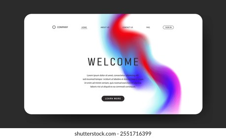 Abstract wave futuristic design of landing page. retro gradient mesh dark concept website design	