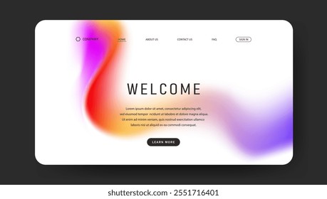 Abstract wave futuristic design of landing page. retro gradient mesh dark concept website design	