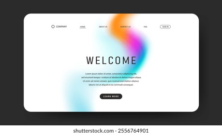 Abstract wave futuristic design of landing page. retro gradient mesh dark concept website design