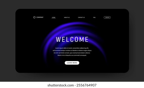 Abstract wave futuristic design of landing page. retro gradient mesh dark concept website design