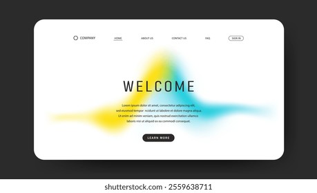 Abstract wave futuristic design of landing page. retro gradient mesh website design