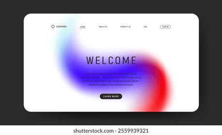 Abstract wave futuristic design of landing page. retro gradient mesh website design	