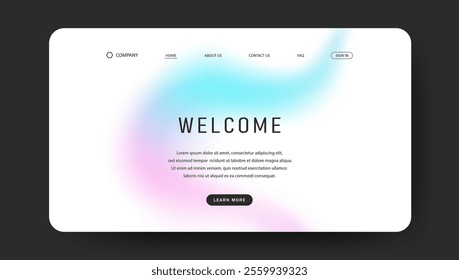 Abstract wave futuristic design of landing page. retro gradient mesh website design	