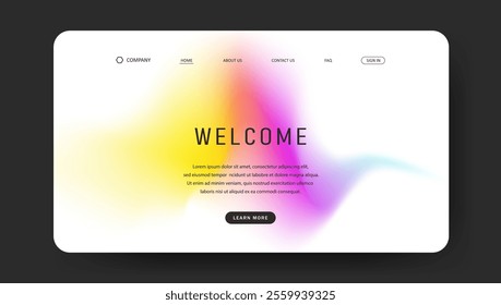 Abstract wave futuristic design of landing page. retro gradient mesh website design	