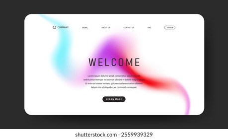 Abstract wave futuristic design of landing page. retro gradient mesh website design	