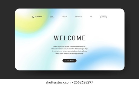 Abstract wave futuristic design of landing page. retro gradient mesh website design