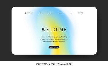 Abstract wave futuristic design of landing page. retro gradient mesh website design