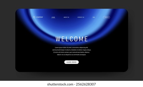 Abstract wave futuristic design of landing page. retro gradient mesh website design