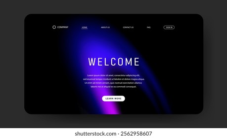 Abstract wave futuristic design of landing page. retro gradient mesh website design	