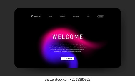 Abstract wave futuristic design of landing page. retro gradient mesh website design	