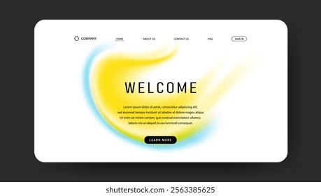 Abstract wave futuristic design of landing page. retro gradient mesh website design	