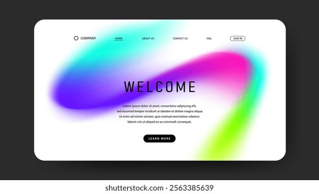 Abstract wave futuristic design of landing page. retro gradient mesh website design	