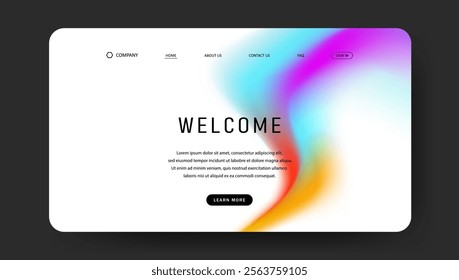 Abstract wave futuristic design of landing page. retro gradient mesh website design