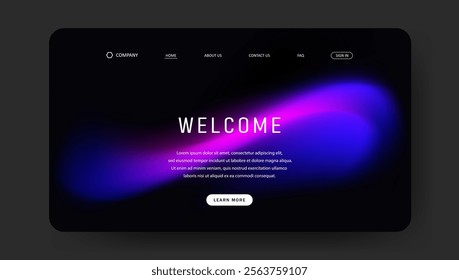 Abstract wave futuristic design of landing page. retro gradient mesh website design