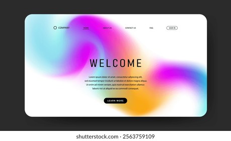 Abstract wave futuristic design of landing page. retro gradient mesh website design