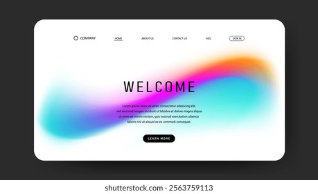 Abstract wave futuristic design of landing page. retro gradient mesh website design