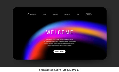 Abstract wave futuristic design of landing page. retro gradient mesh website design