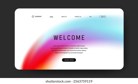 Abstract wave futuristic design of landing page. retro gradient mesh website design