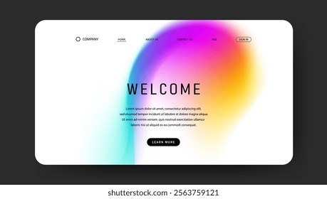 Abstract wave futuristic design of landing page. retro gradient mesh website design