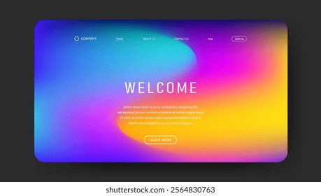 Abstract wave futuristic design of landing page. trendy gradient mesh website design